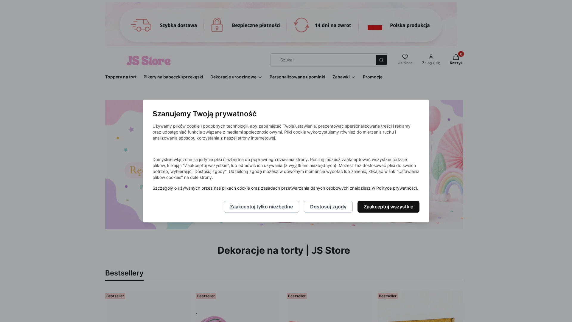 Podgląd strony JS Store - Ozdoby na tort